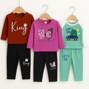 3 SET COMBO Boy’s & Girls Long Sleeve T-Shirt & Pant Set